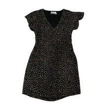 Urban Outfitters Black Gold Print High Low Mini Dress XS Casual