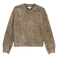 Tucker  Tate Girls Gold Metallic Tinsel Holiday Pullover Sweater size 10/12