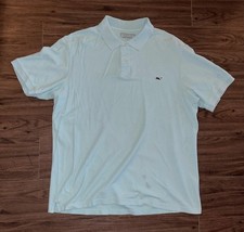 Vineyard Vines Polo Shirt Mens Large Blue Solid Cotton Knit Whale Logo Casual