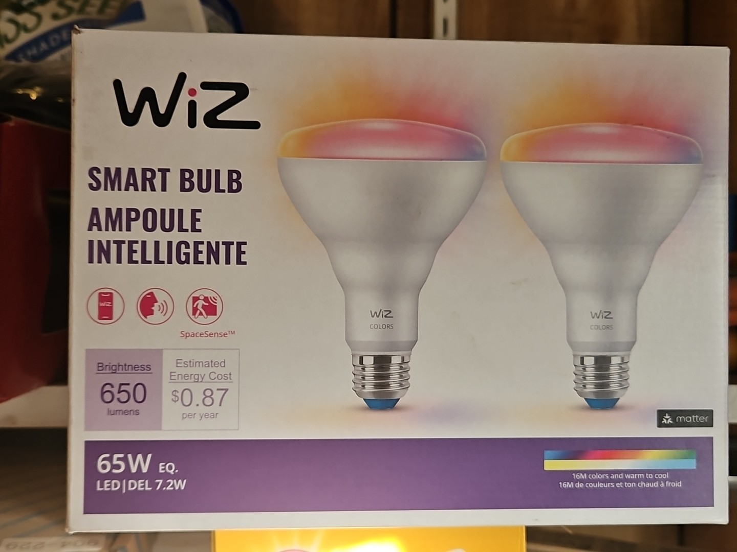 Smart Bulb 2-pack WiZ 7.2 BR30 WI-Fi LED 16 M Colors 65 EQ. 65 W New in Box-image