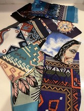 VINTAGE Bandanas LOT 8 Horses Native Cowboy Aztec 22  Wamcraft Paris USA POLY
