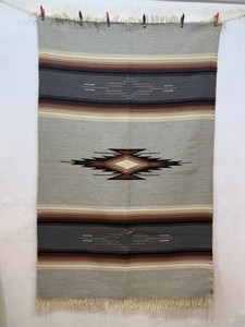 Vintage Fabulous Hand Woven Chimayo Wool Weaving Rug 180x114 Cm