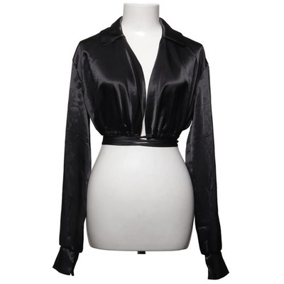 NLY One, Wickeltop, Größe: S, Satin Wrap Blouse, Schwarz #MSo