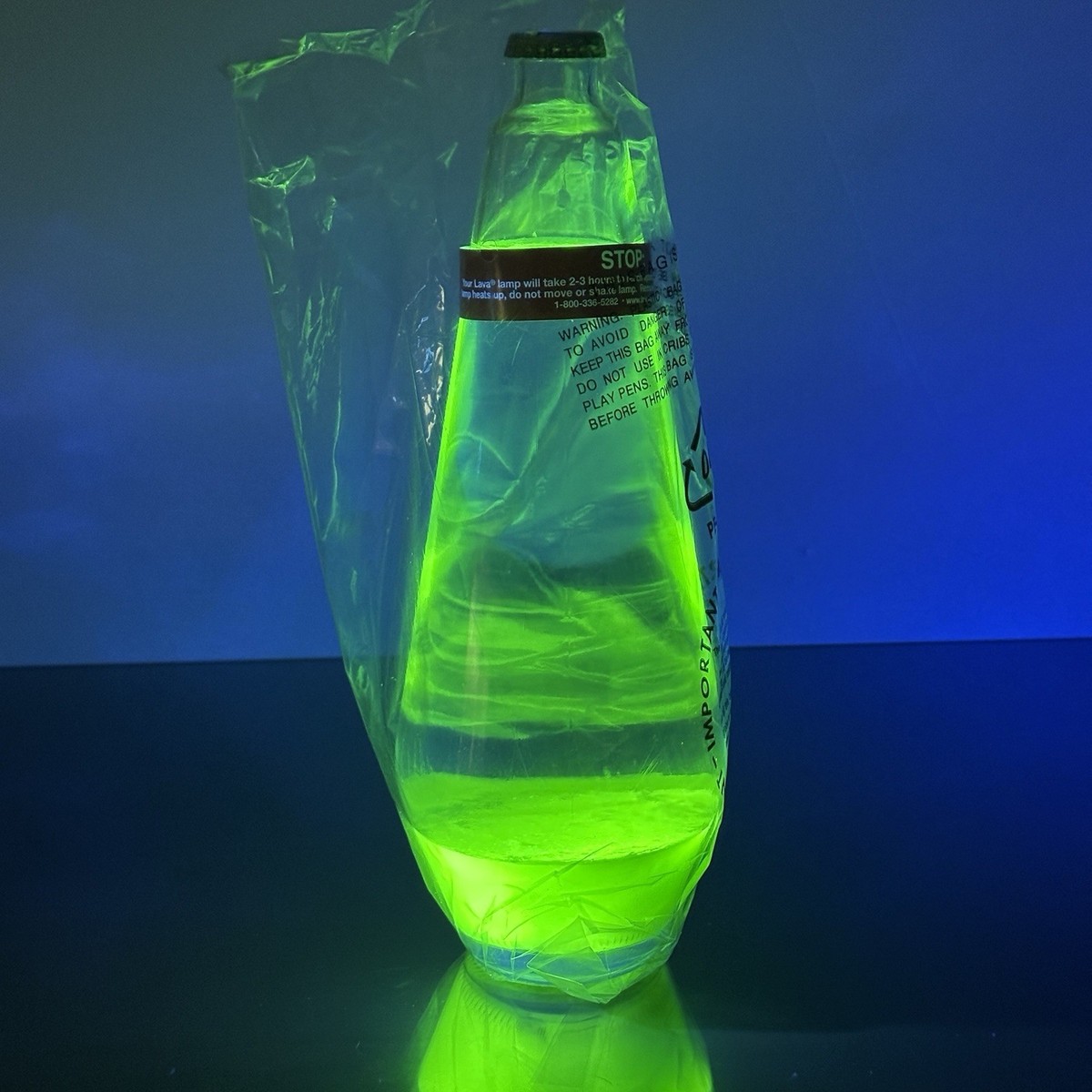 Lava Lamp Containment Unit Green Slime Glow 17” Caution Tape Base