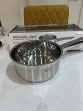 Silver Sauce Pan Diameter 16 Cm Stainless Steel Kitchen Cooking Pan New
