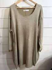 FP Beach Free People Sweater Dress Olive Green Large Cozy Beach Lounge Pockets