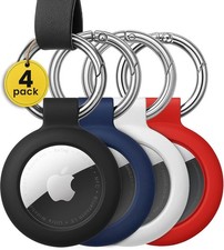 4 Pack AirTag Keychain Holder, Secure Silicone Case Cover for Apple AirTags Skin