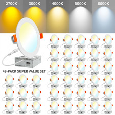 48 Pack 6 Inch 5CCT LED Recessed Ceiling Dimmable Light with Box 2700K-5000K