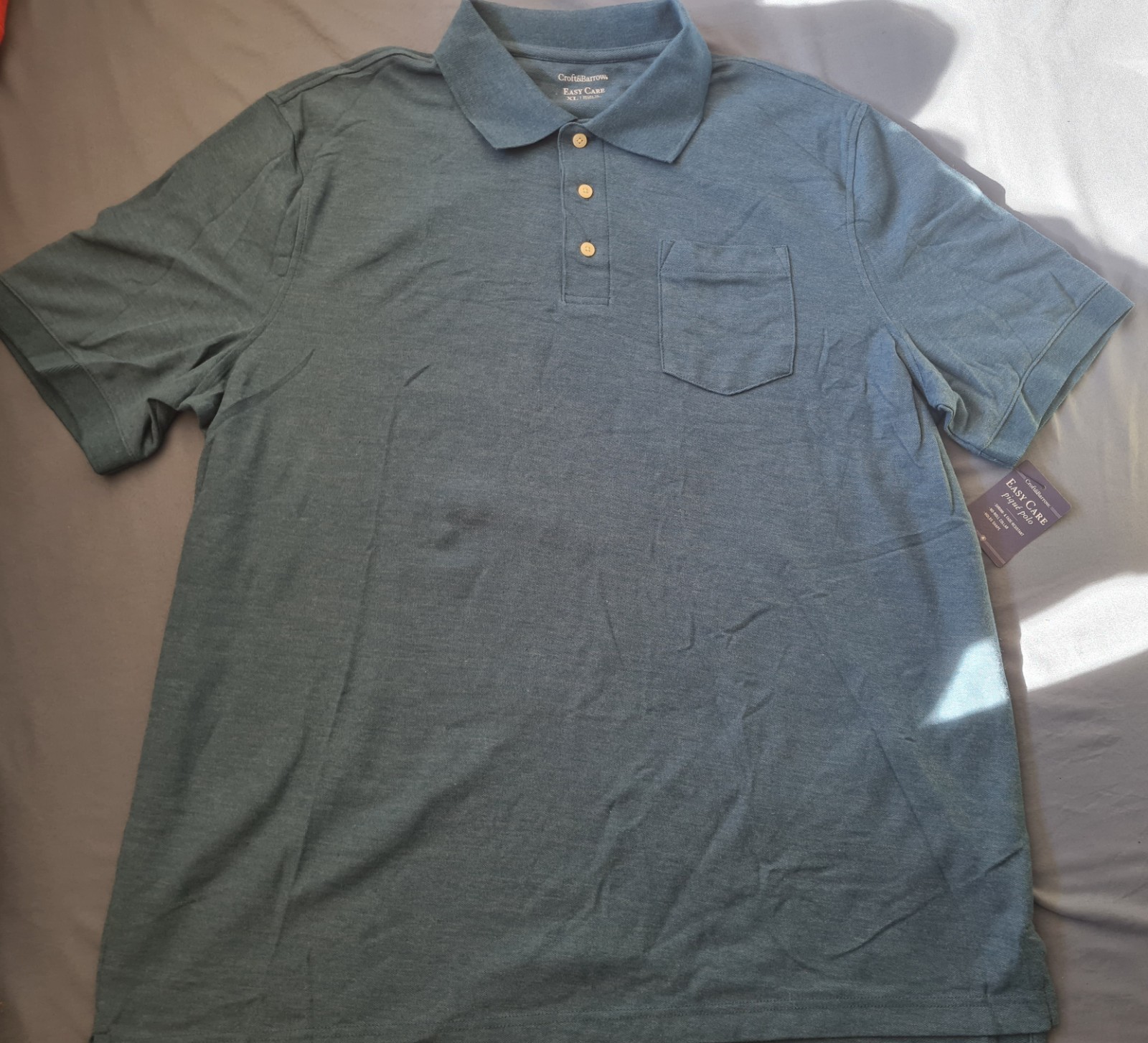 Croft & Barrow Polo Shirt Mens XL Teal Easy-Care Pique Short Sleeve Performance