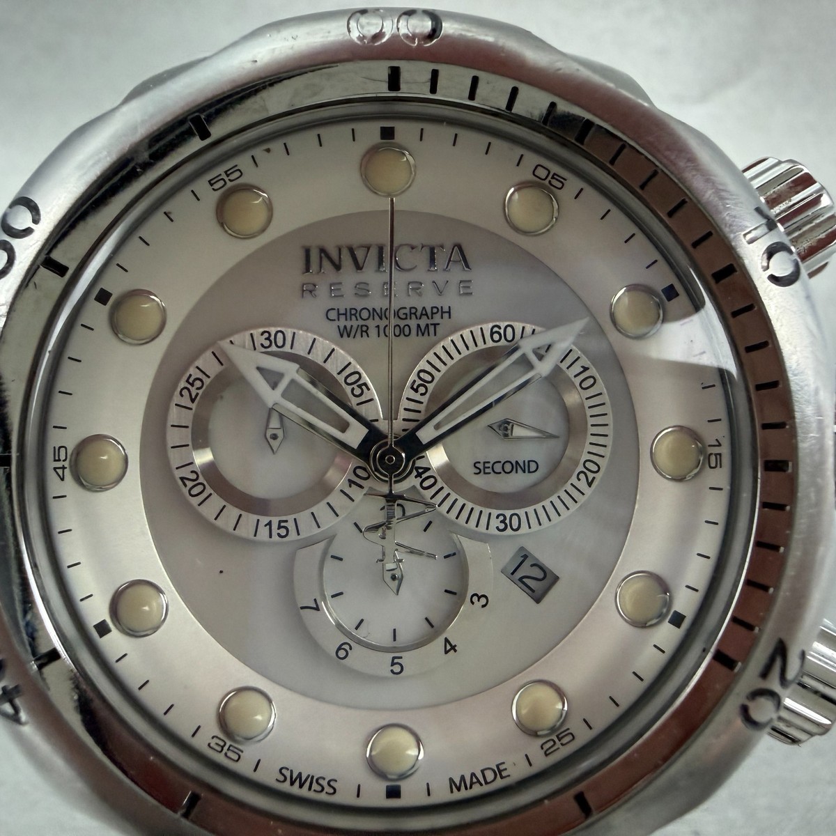 Invicta Reserve Venom Chrono Watch Men 51mm MOP Dial Steel Date
