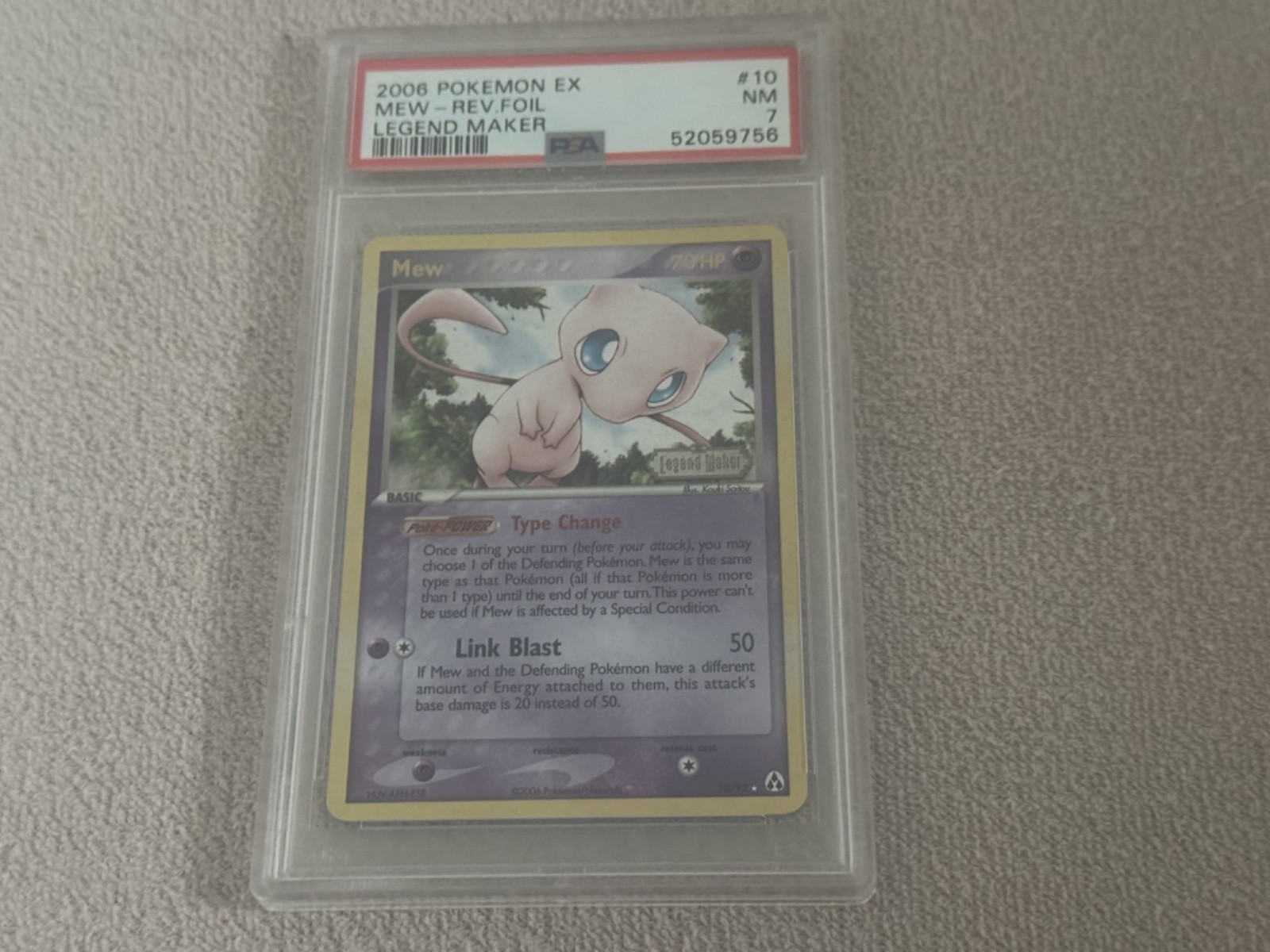 2006 POKEMON EX LEGEND MAKER #10 MEW-REVERSE FOIL PSA 7