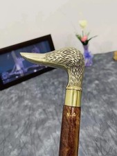 Wooden Walking Stick Vintage Style Solid Brass Duck Head Handle Victorian Cane