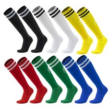 6 Pairs Soccer Socks Color Stretchy Compression Knee High Tube Football Athle...