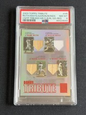 BABE RUTH BONDS MAYS HANK AARON GAME USED BAT 2003 Topps Tribute #4/25 PSA 8