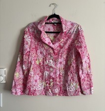 Blusa Pijama Top Vintage Y2K Lilly Pulitzer Pequeña Top Abotonada Gato Jaguar