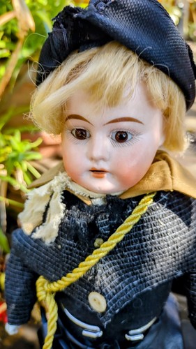 ANTIGUA Muñeca Cabeza Bisque 14 '' Herradura, Cuero Niño Enrique, Ojos Marrones - Imagen 8 de 13