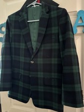 Boys Youth Class Club Sports Blazer Navy Green Suit Jacket Plaid Sze 14 16 Large