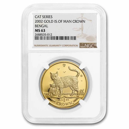 2002 Isle of Man 1 oz Gold Bengal Cat MS-63 NGC