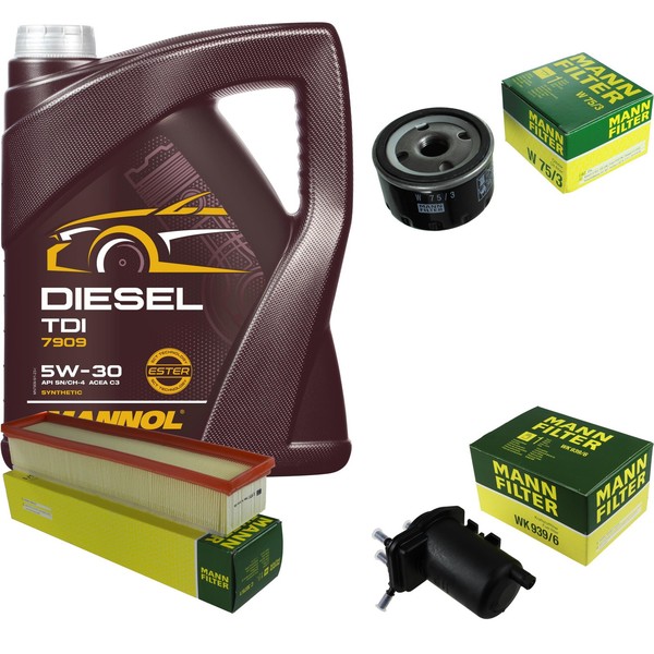 Inspektionspaket 5L Mannol Diesel TDI 5W-30 FüR Renault Kangoo Express 1.5 Dci-image