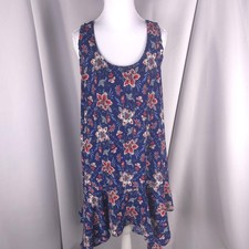 Altar'd State Dress Womens Medium Blue Floral Butterfly Ruffle Swing Sundress