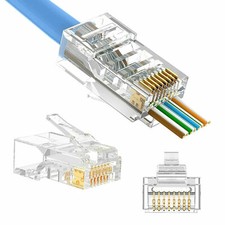 50-200 RJ45 Pass Through Modular Plug Network Cable Connector End 8P8C CAT6 CAT5