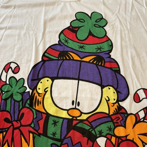 Vintage Garfield & Odie Paws Jim Davis Big Print White Shirt XL Christmas 90’s - Picture 2 of 11