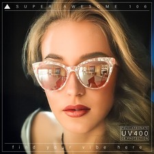 Womens Pearl Color Cat Eye Sunglasses