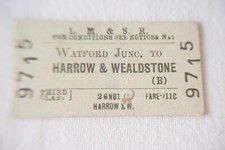 1946 Watford Jun to Harrow Wealdstone LMS Train Railway Ticket