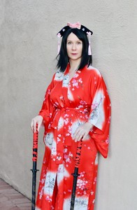 Sz M Women Costume Anime Japanese Kimono Kyoto Marukyo Vintage Sakura