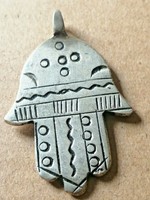 ANCIENT SILVER DECORATED HAND TALISMAN AMULET PENDANT RARE