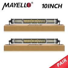 2x 10inch Slim Led Light Bar Spot Flood Combo Work Offroad Suv Driving Atv 12