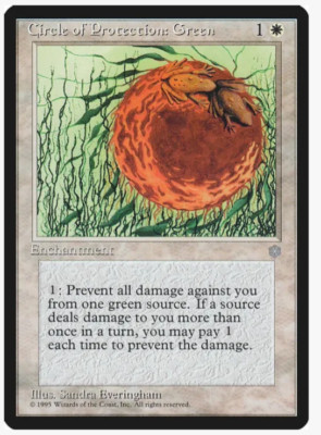 Circle of Protection Green Vintage Magic the Gathering (x4) PLAYSET MtG Ice Age