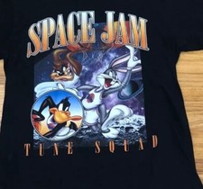 Vintage Y2k Space Jam T-Shirt Men's L Black Crew Neck Looney Tunes Tune Squad