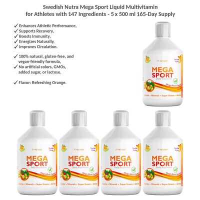 Swedish Nutra Mega Sport Multivitamin - Sportler mit 147 Inhaltsstoffen 5x500ml