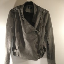Vici Coat Medium Grey Womens Biker Coat Rn# 131468