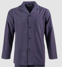  27 Club Room Men's Blue Double Window Pane Sleepwear Cotton Pajama Top Size S