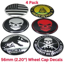 (PACK OF 4) Wheel Center Cap Decals Emblems Sticker 56mm 2.20" CHOOSE YOUR STYLE