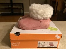NEW Jumping Beans Kohls girls size 8 Blush Pink Faux Suede Fur Low Boot/bootie