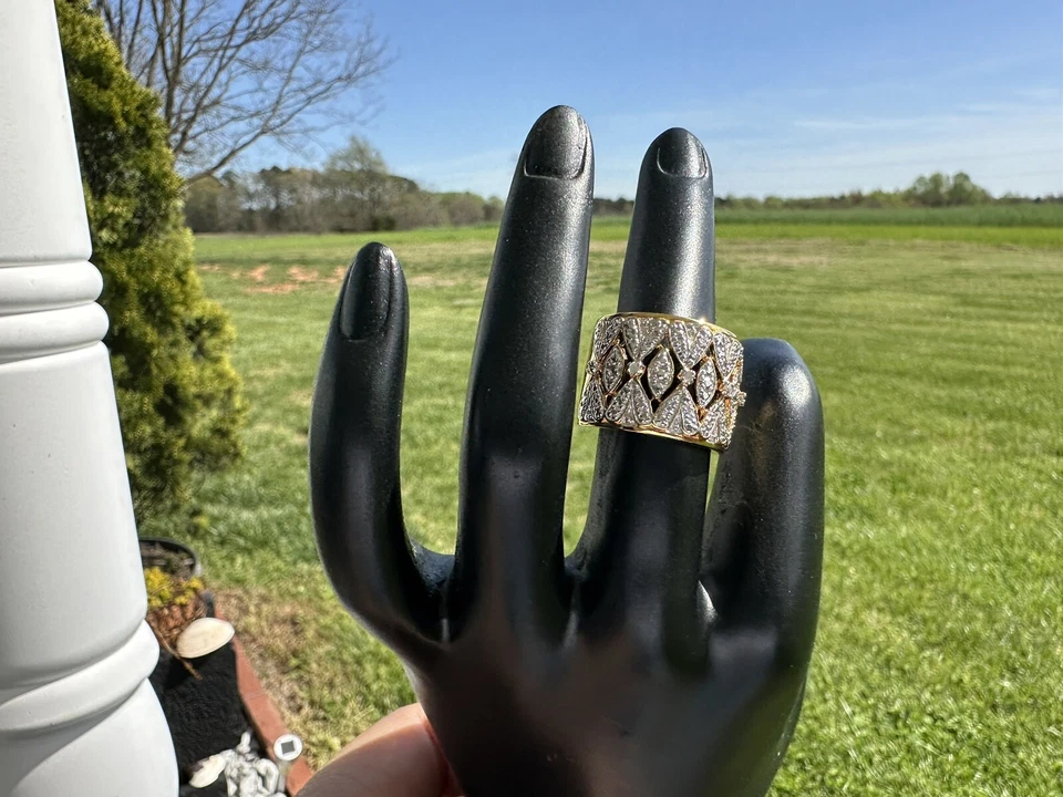 Novo anel Technibond folheado a ouro cristal prata 925 tamanho 5,5 - Imagem 2 de 4