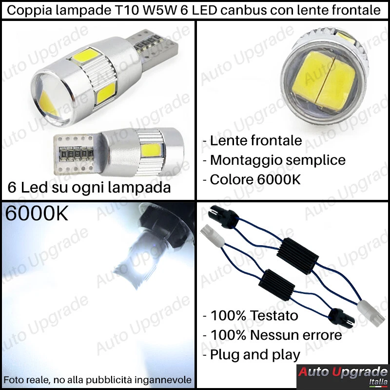 COPPIA LUCI POSIZIONE 6 LED CON LENTE FRONTALE PER FIAT PANDA 169 + SPEGNI SPIA - Immagine 2 di 3
