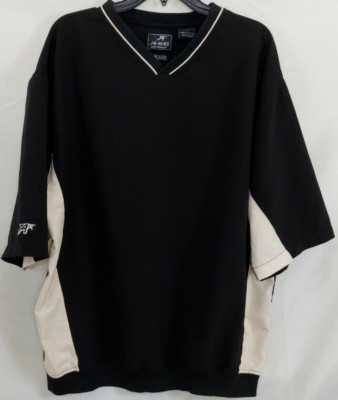 AHEAD EXTREME Golf Rain Shirt Black Size Large V-Neck 5% Spandex T-Shirt