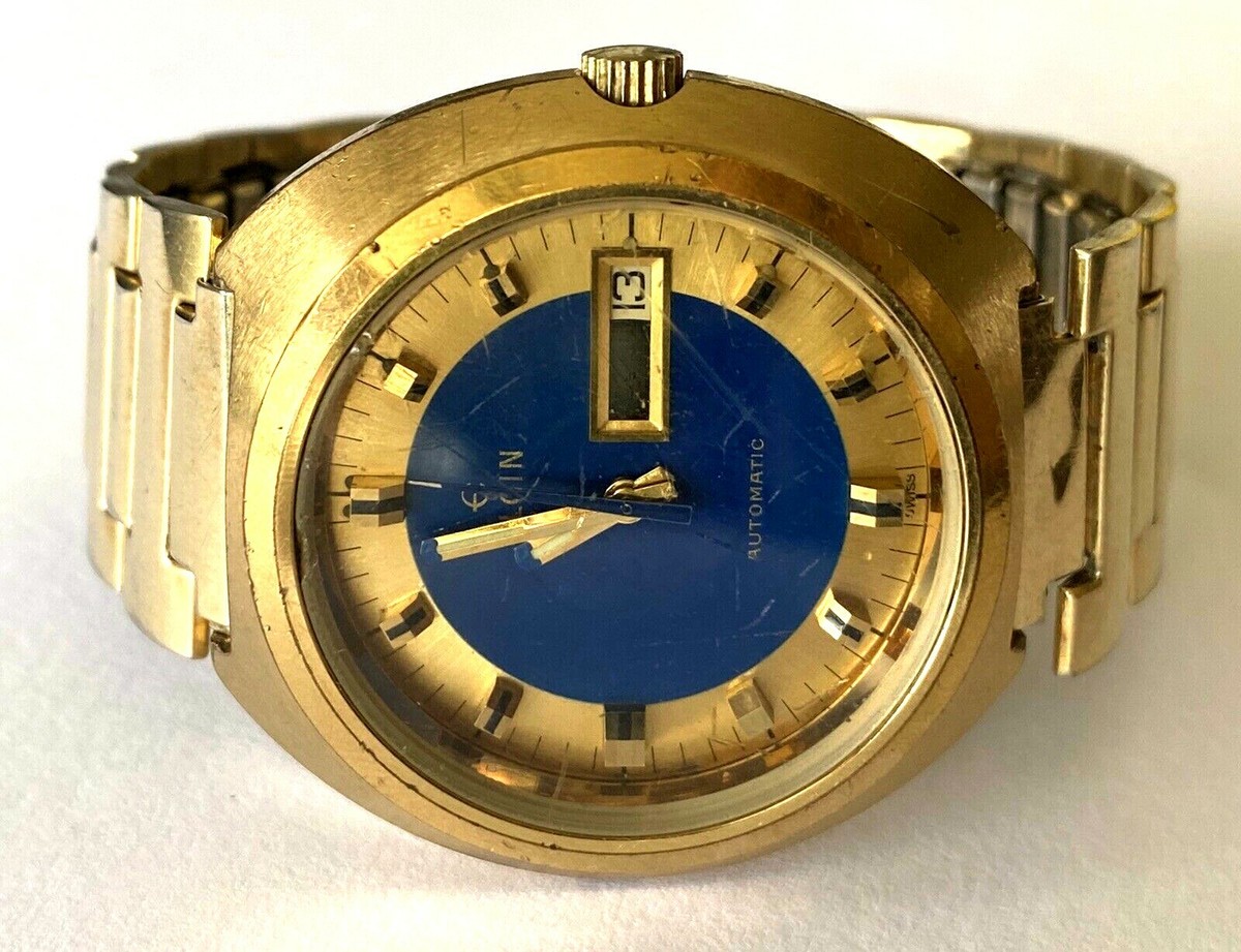 Vintage Elgin 352 Automatic Day Date 17j Swiss Mens Watch
