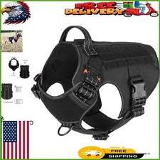 X-Large Tactical Dog Harness with No Pull Clip and MOLLE Vest for Strong Control