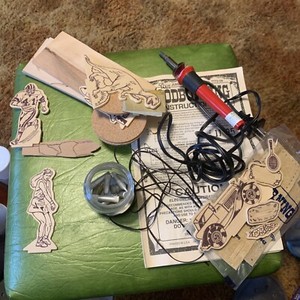 Vintage Natural Science Wood Burning Leather  craft kit Huge Lot Bonus Tips!!