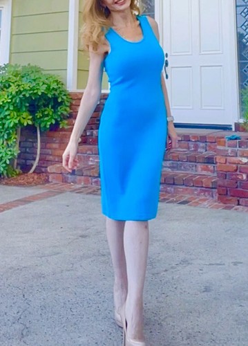 St John KNIT BLUE TURQUOISE SHEATH KNEE 