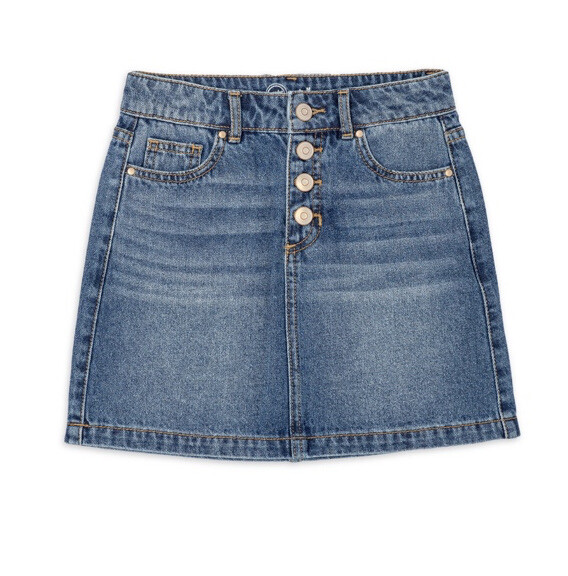 wonnyribbon blue denim skirt デニムスカート XL XL (14-16) Blue Denim Adjustable Waist Girls Skirt Wonder Nation