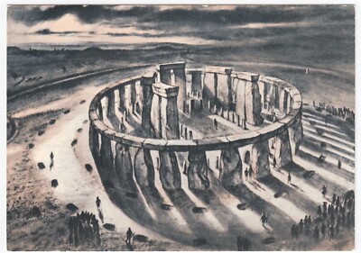 Postcard Stonehenge Wiltshire England Pencil Drawing ART Alan Sorrell ...