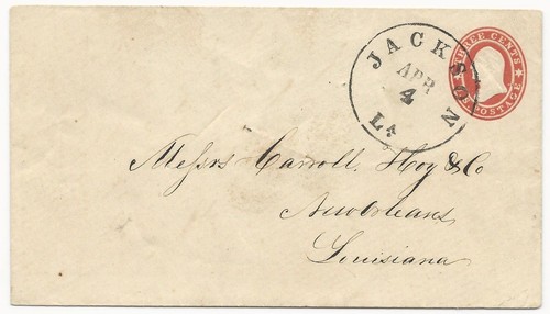 US Star Die Cover Used in CSA Jackson, MS April 4 (1861) VF
