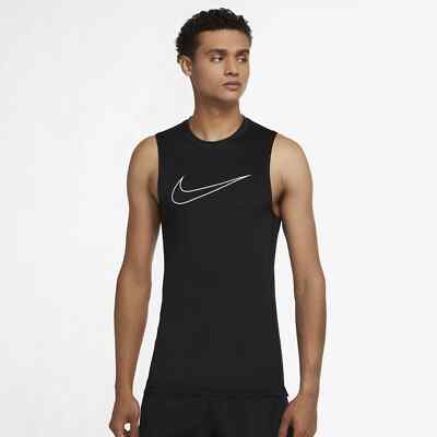 Nike Pro Men's Tight-Fit Sleeveless Top, Dri-FIT ,DD1989-010, Black, Md