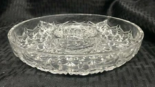 Cut Glass Daisy & Button Divided Crudite Charcuterie Platter 9 7/8"